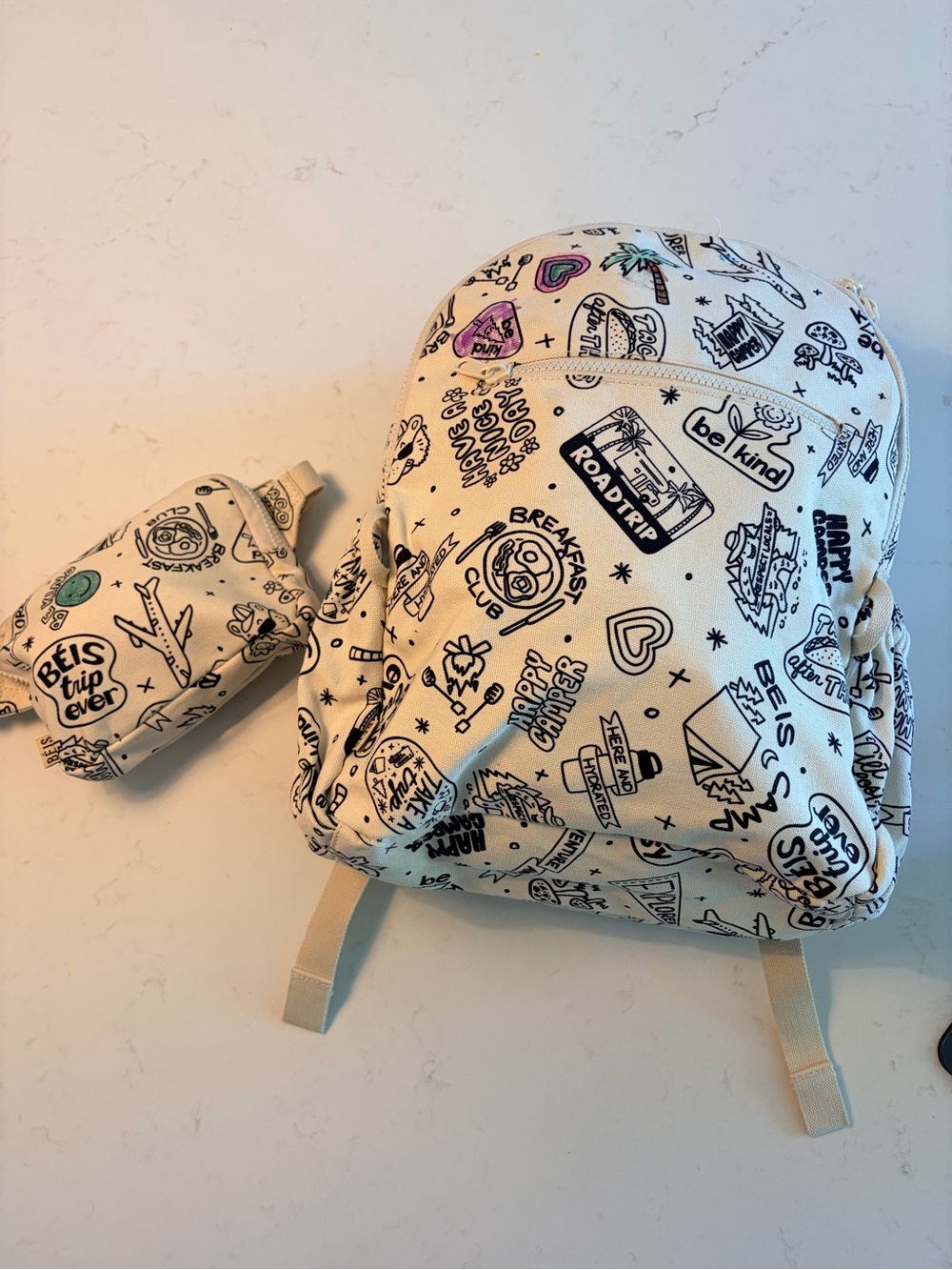 BEIS Doodle Print 2-in-1 backpack and fanny pack